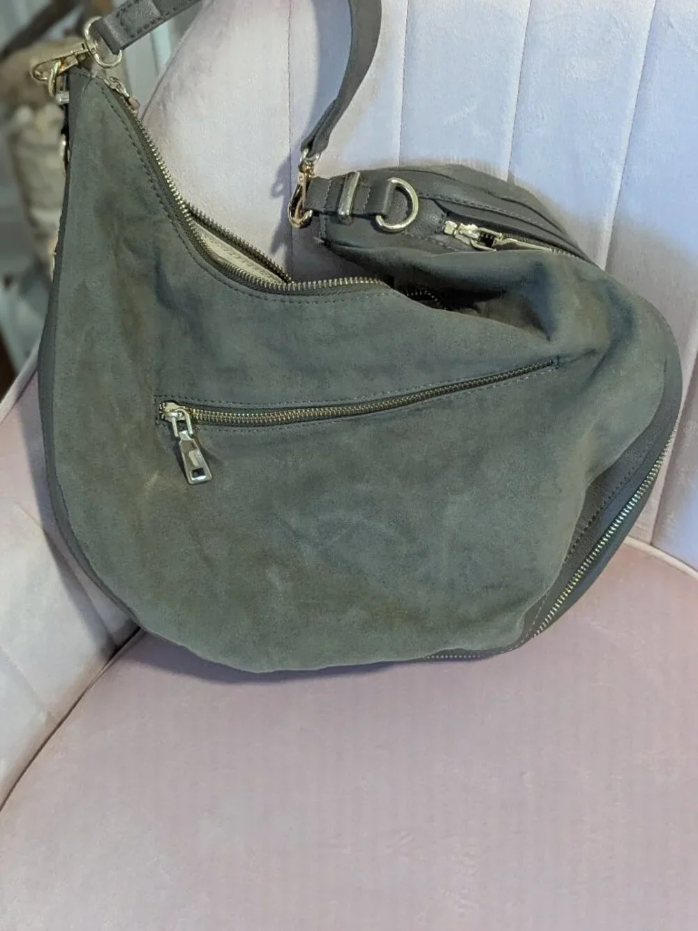INC Green Faux Suede Hobo Handbag!